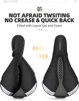 Preview: ROCKBROS | Gel Sattelbezug für Fahrradsattel – Universeller Sattelüberzug mit Regenschutz, Komfortables Gelpolster für MTB und Rennräder